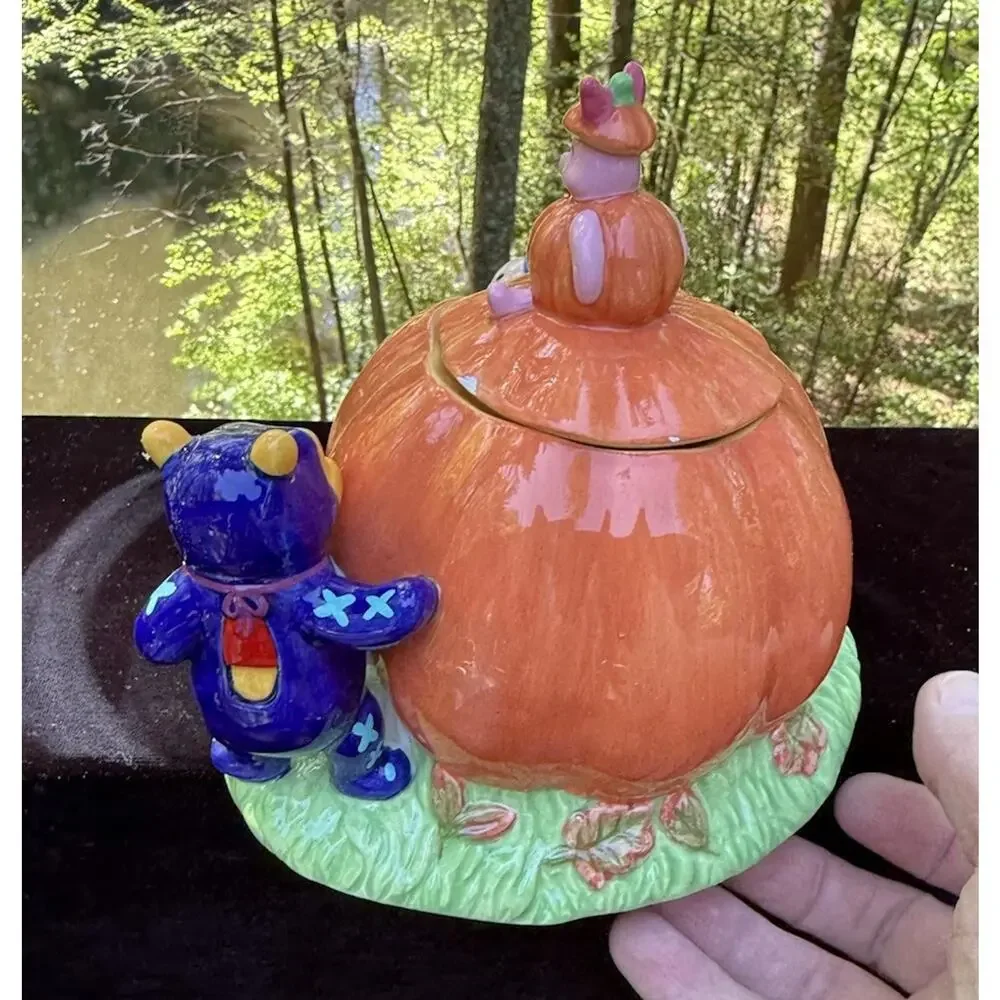 Vintage 1998 DISNEY STORE Halloween Candy Jar Pooh Piglet Eeyore Rare!